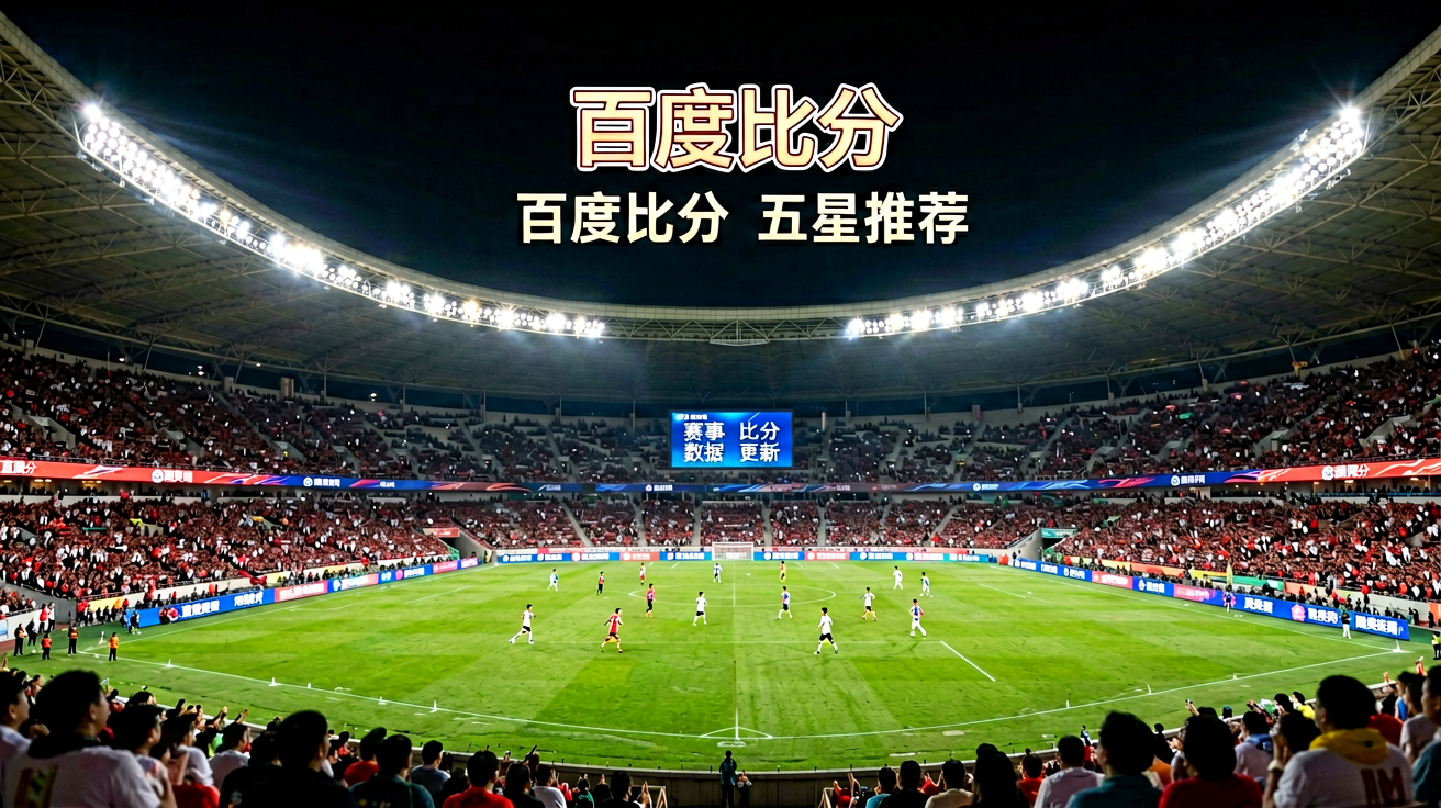 夜间体育场灯光下的比赛场景，象征全球赛事直播与比分数据覆盖